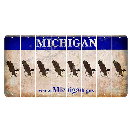 Michigan.gov Cut License Plate Strips (Set of 8) Bald Eagle