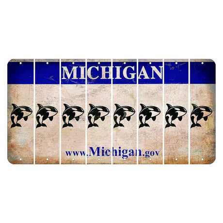 Michigan.gov Cut License Plate Strips (Set of 8) Whale