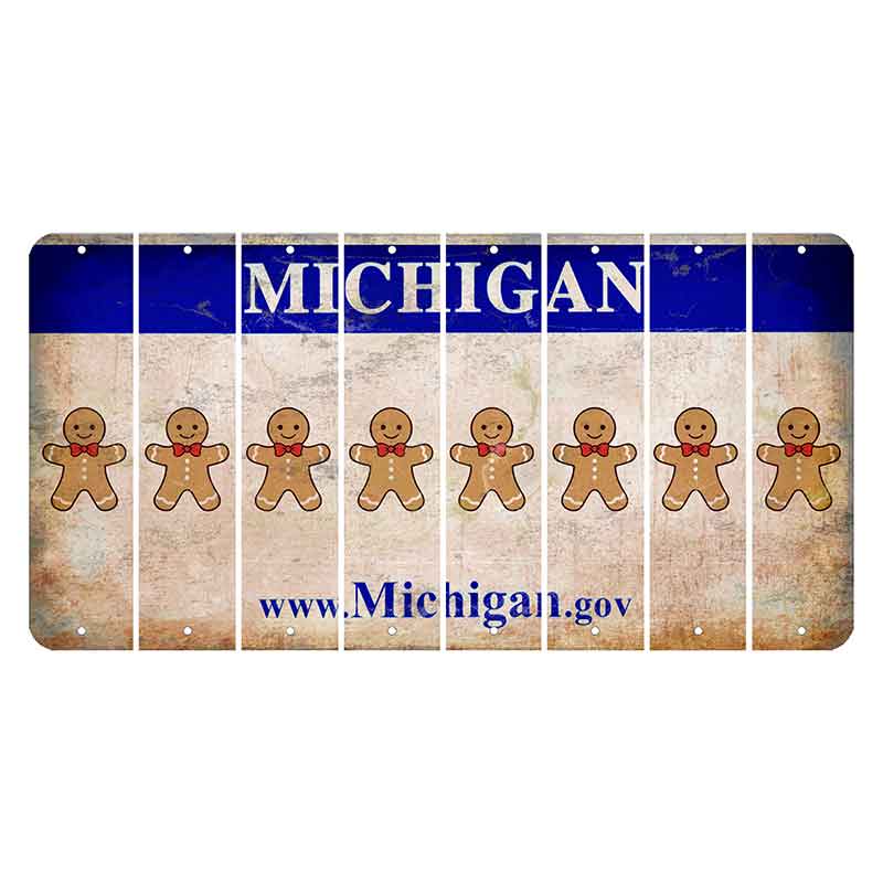 Michigan.gov Cut License Plate Strips (Set of 8) Gingerbread Man