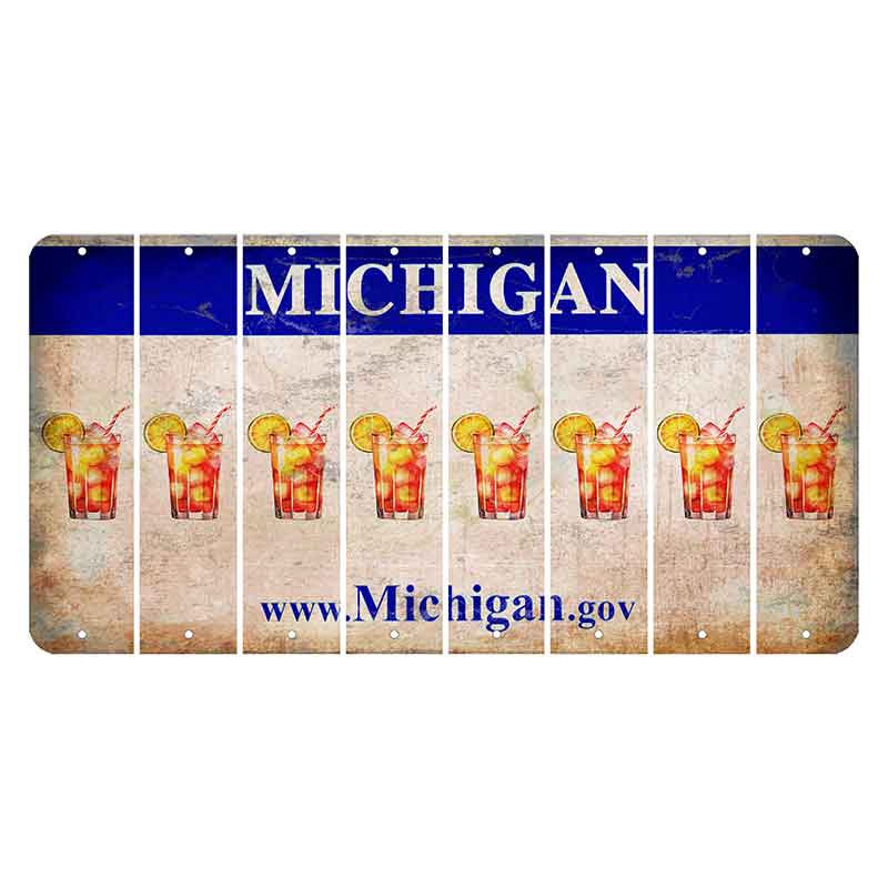 Michigan.gov Cut License Plate Strips (Set of 8) Cocktail