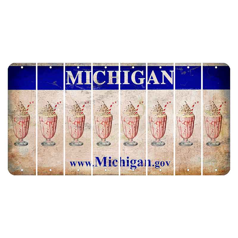 Michigan.gov Cut License Plate Strips (Set of 8) Milkshake