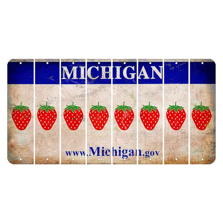 Michigan.gov Cut License Plate Strips (Set of 8) Strawberry