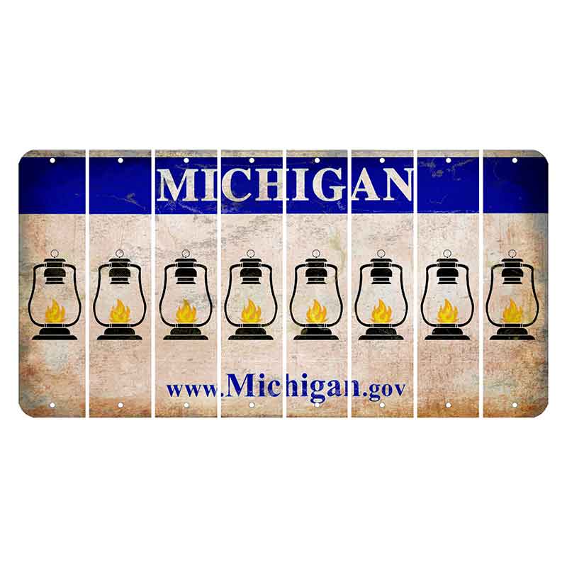 Michigan.gov Cut License Plate Strips (Set of 8) Lantern