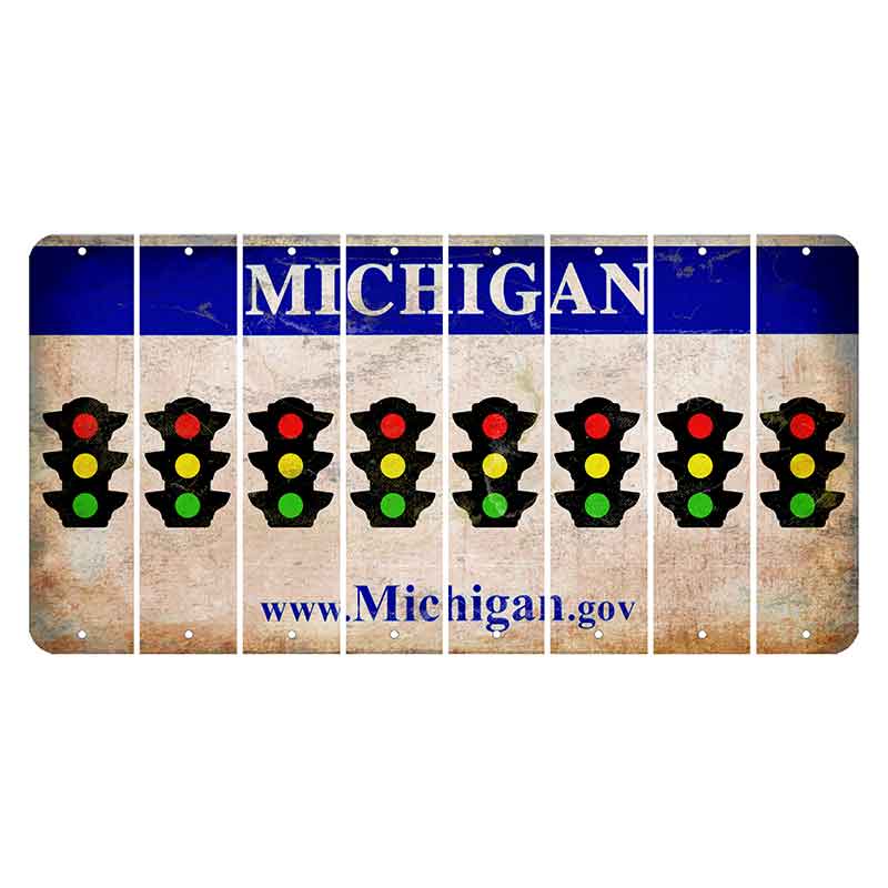 Michigan.gov Cut License Plate Strips (Set of 8) Traffic Light