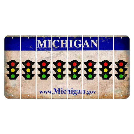 Michigan.gov Cut License Plate Strips (Set of 8) Traffic Light