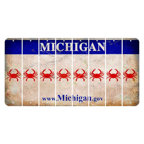 Michigan.gov Cut License Plate Strips (Set of 8) Crab