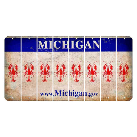 Michigan.gov Cut License Plate Strips (Set of 8) Lobster