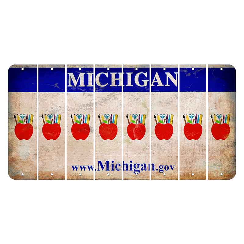 Michigan.gov Cut License Plate Strips (Set of 8) Teacher Apple