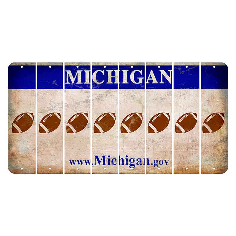 Michigan.gov Cut License Plate Strips (Set of 8) Football