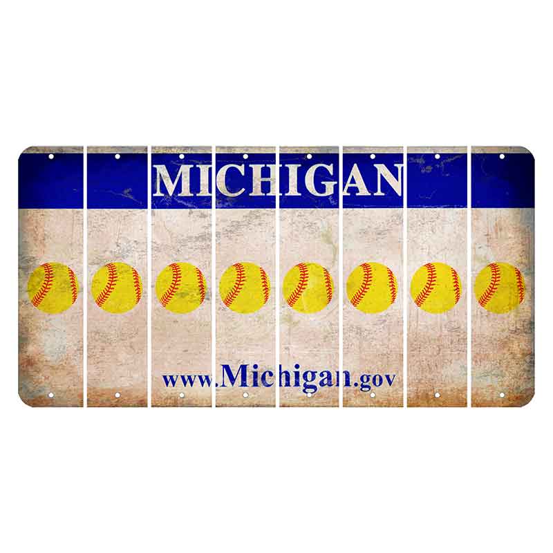 Michigan.gov Cut License Plate Strips (Set of 8) Softball