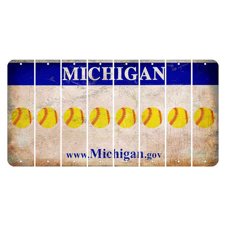 Michigan.gov Cut License Plate Strips (Set of 8) Softball