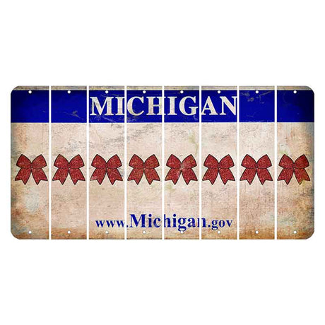 Michigan.gov Cut License Plate Strips (Set of 8) Cheer Bow