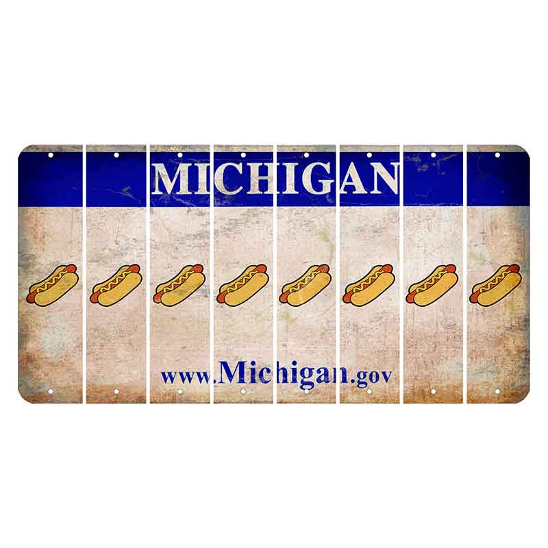 Michigan.gov Cut License Plate Strips (Set of 8) Hotdog