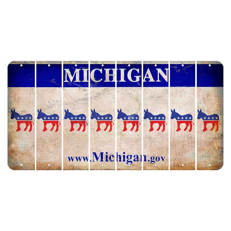 Michigan.gov Cut License Plate Strips (Set of 8) Democrat