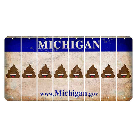 Michigan.gov Cut License Plate Strips (Set of 8) Emoji - Poop