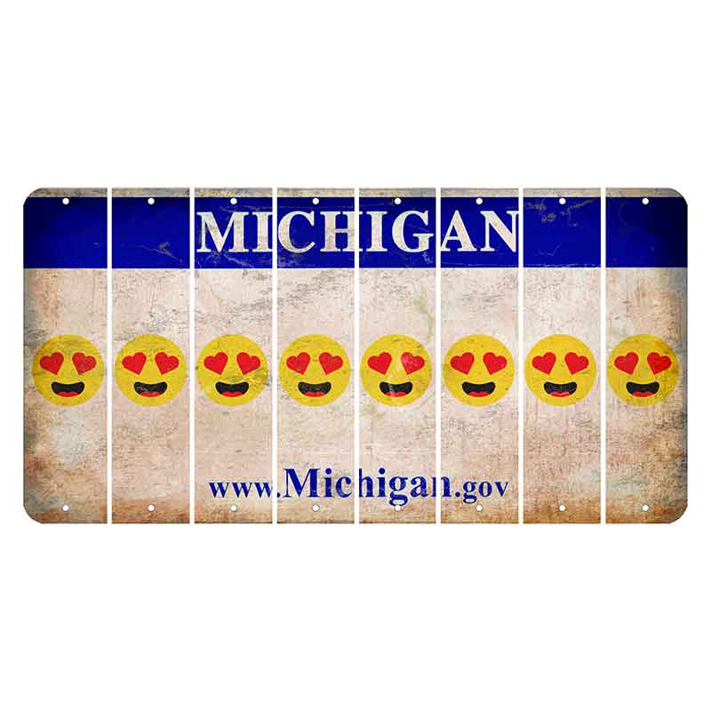 Michigan.gov Cut License Plate Strips (Set of 8) Emoji - Heart Eyes