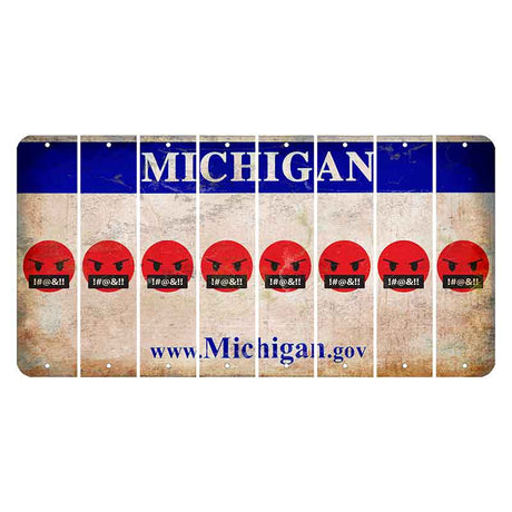 Michigan.gov Cut License Plate Strips (Set of 8) Emoji - Pissed