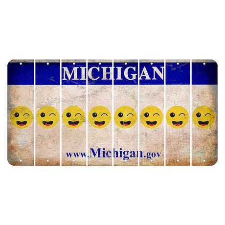 Michigan.gov Cut License Plate Strips (Set of 8) Emoji - Winking