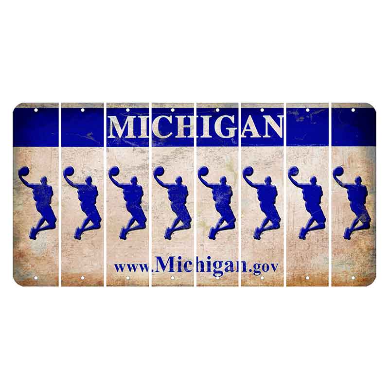 Michigan.gov Cut License Plate Strips (Set of 8) Basketball Player