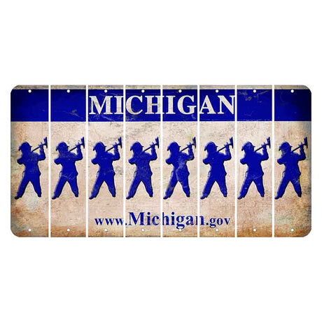 Michigan.gov Cut License Plate Strips (Set of 8) Fireman with Axe