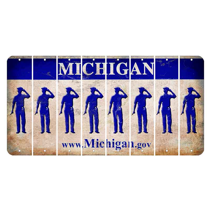 Michigan.gov Cut License Plate Strips (Set of 8) Police Officer