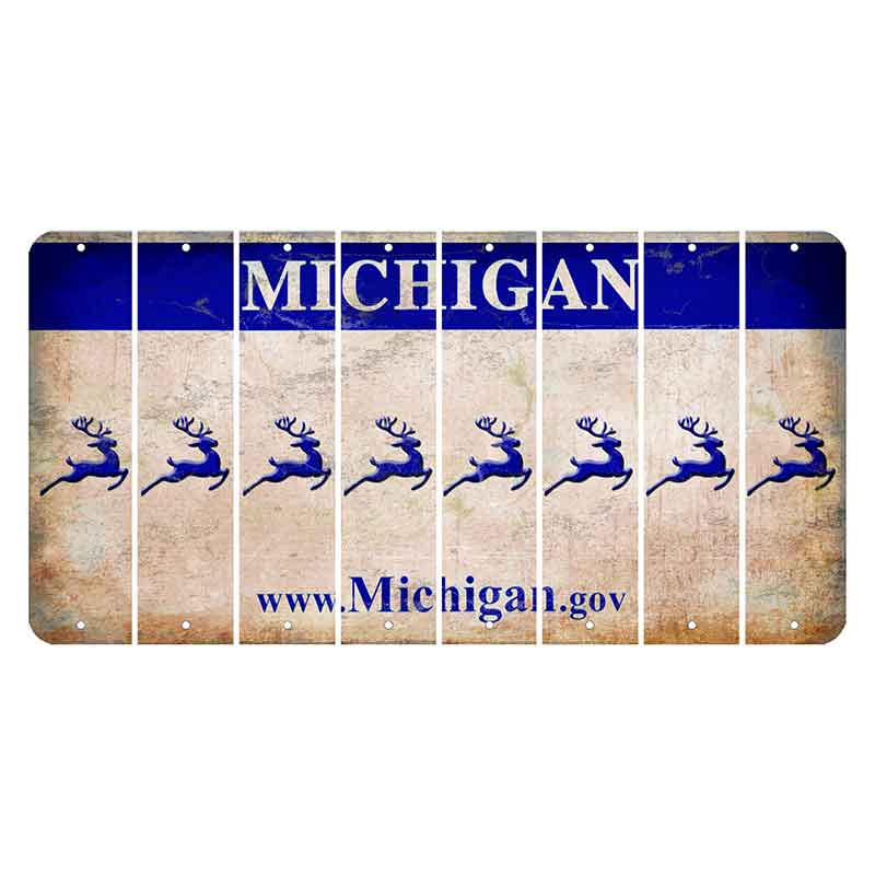 Michigan.gov Cut License Plate Strips (Set of 8) Reindeer