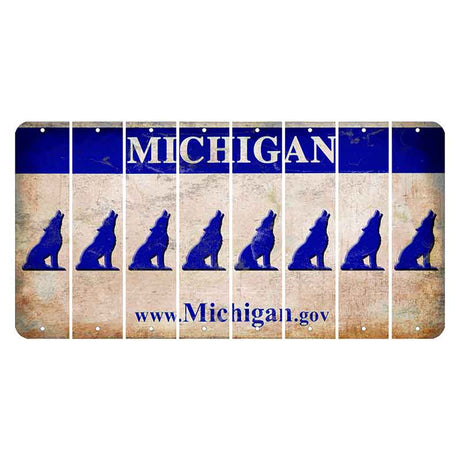 Michigan.gov Cut License Plate Strips (Set of 8) Howling Wolf