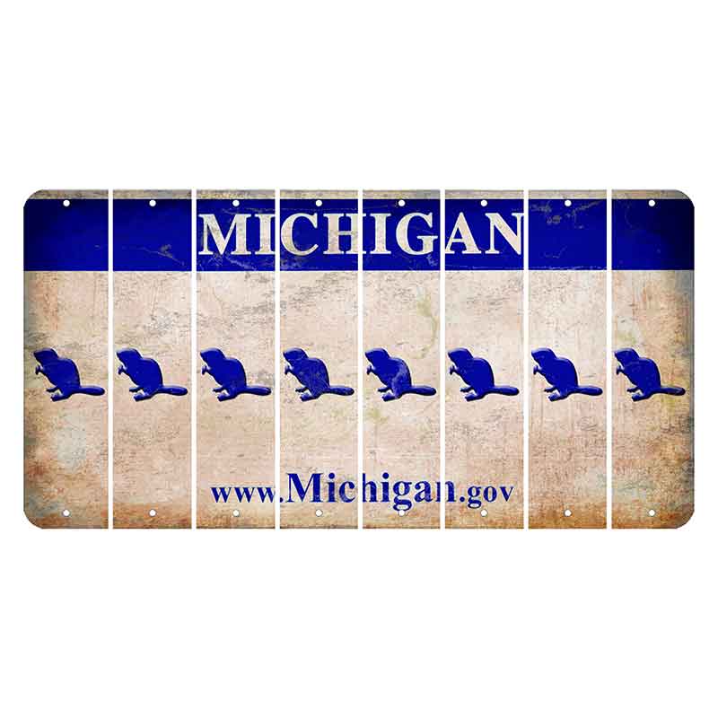 Michigan.gov Cut License Plate Strips (Set of 8) Beaver