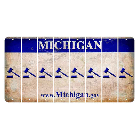 Michigan.gov Cut License Plate Strips (Set of 8) Gavel