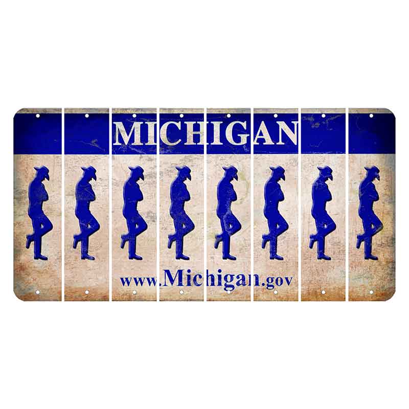 Michigan.gov Cut License Plate Strips (Set of 8) Cowboy - Leaning