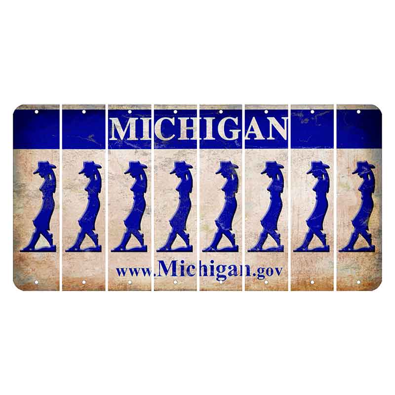 Michigan.gov Cut License Plate Strips (Set of 8) Cowgirl - Leaning