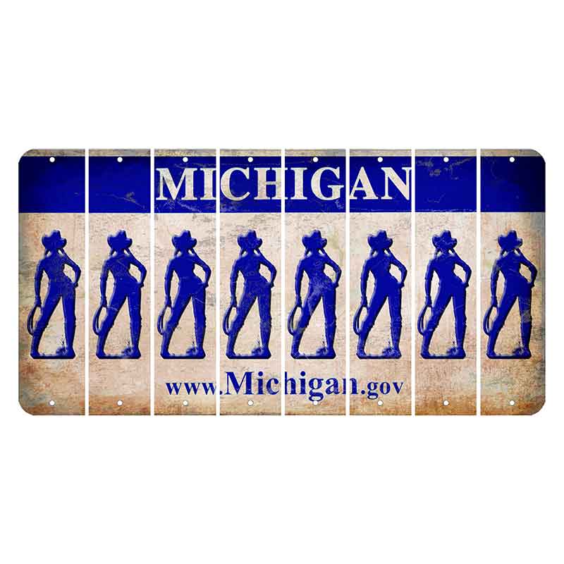 Michigan.gov Cut License Plate Strips (Set of 8) Cowgirl