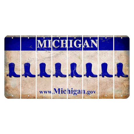 Michigan.gov Cut License Plate Strips (Set of 8) Cowboy Boot