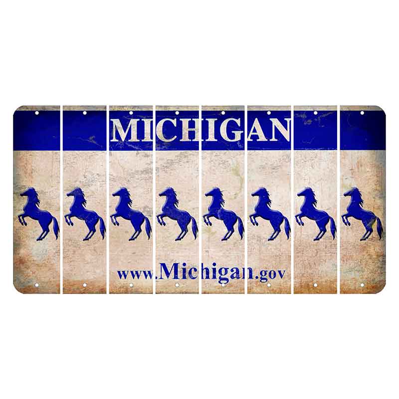 Michigan.gov Cut License Plate Strips (Set of 8) Horse