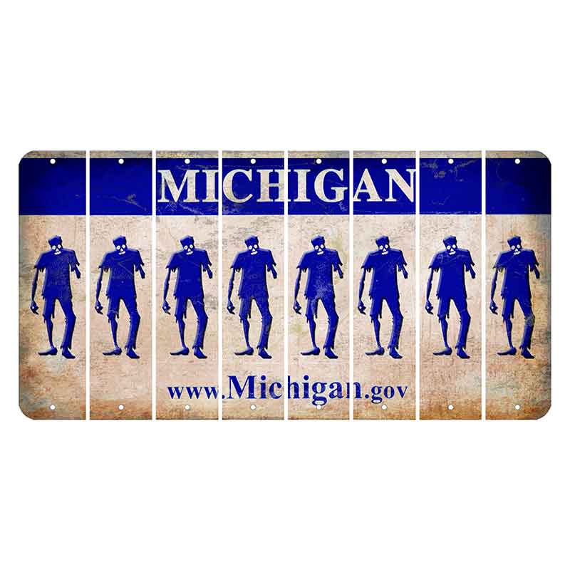 Michigan.gov Cut License Plate Strips (Set of 8) Zombie