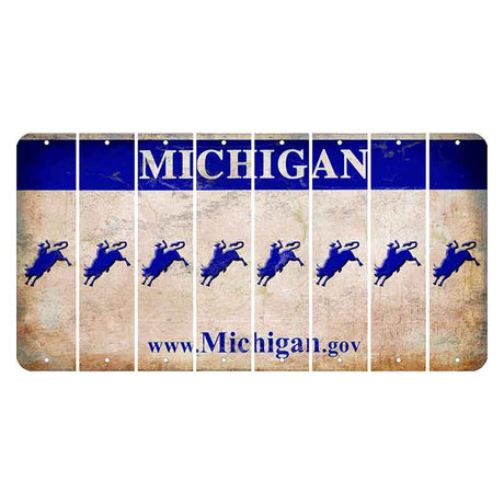 Michigan.gov Cut License Plate Strips (Set of 8) Bull Rider