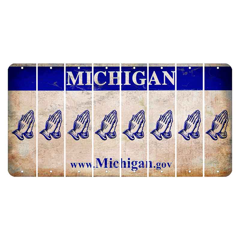 Michigan.gov Cut License Plate Strips (Set of 8) Praying Hands