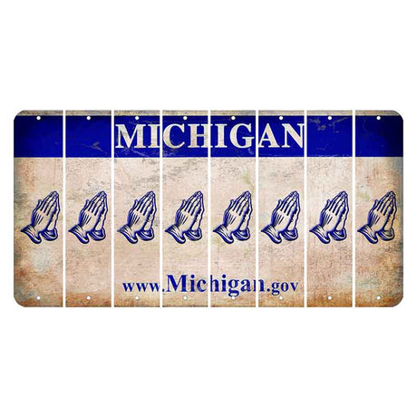 Michigan.gov Cut License Plate Strips (Set of 8) Praying Hands