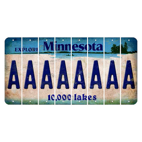 Minnesota 10000 Lakes Cut License Plate Strips (Set of 8) A