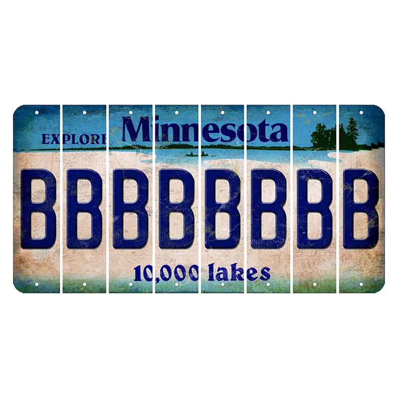 Minnesota 10000 Lakes Cut License Plate Strips (Set of 8) B