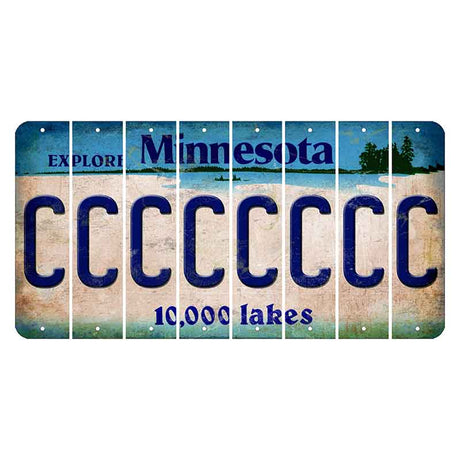 Minnesota 10000 Lakes Cut License Plate Strips (Set of 8) C