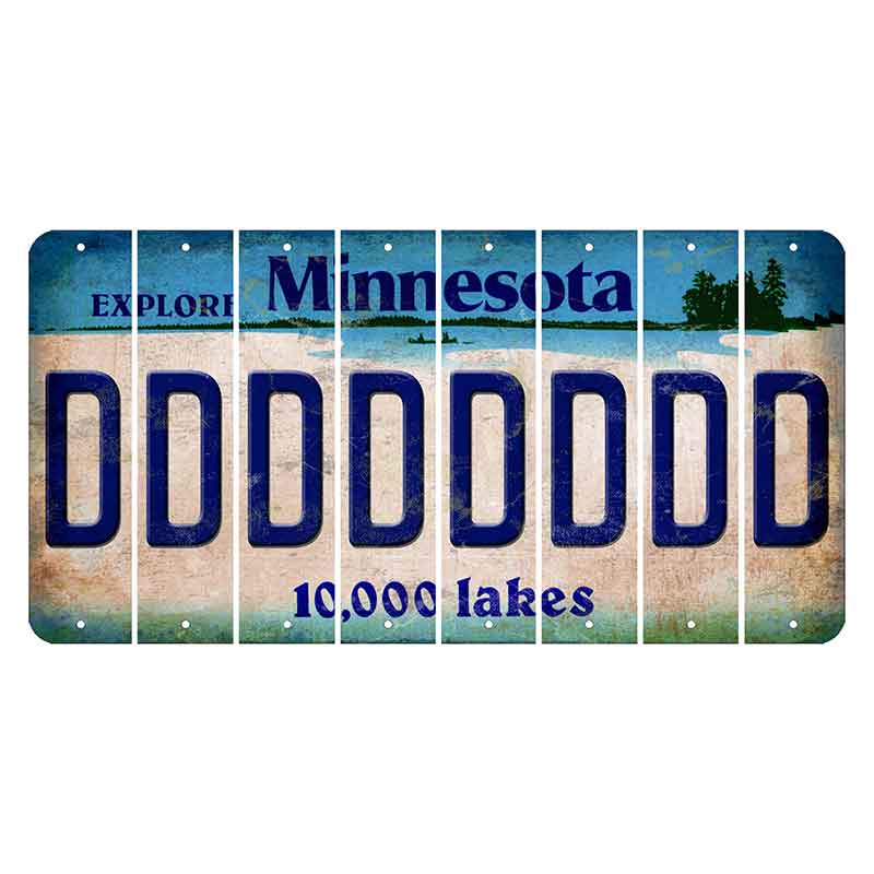 Minnesota 10000 Lakes Cut License Plate Strips (Set of 8) D