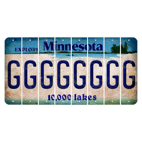 Minnesota 10000 Lakes Cut License Plate Strips (Set of 8) G