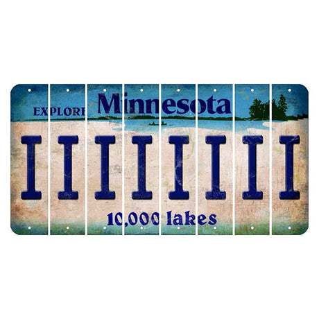 Minnesota 10000 Lakes Cut License Plate Strips (Set of 8) I