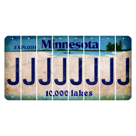 Minnesota 10000 Lakes Cut License Plate Strips (Set of 8) J