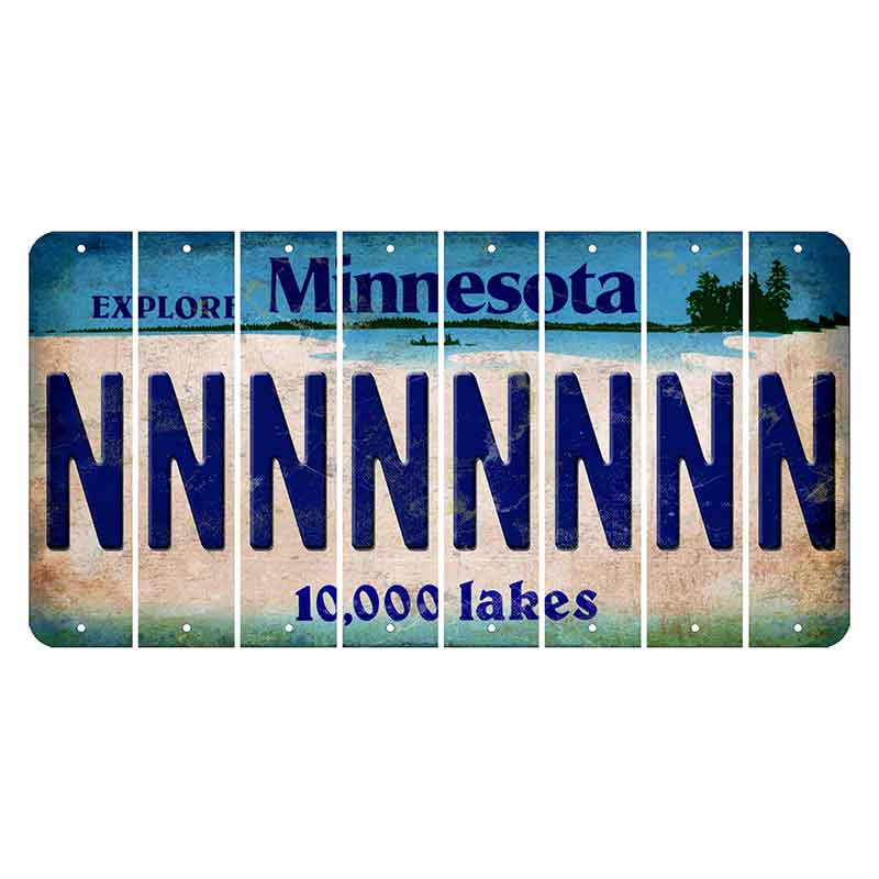 Minnesota 10000 Lakes Cut License Plate Strips (Set of 8) N