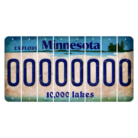 Minnesota 10000 Lakes Cut License Plate Strips (Set of 8) O