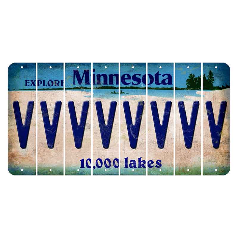 Minnesota 10000 Lakes Cut License Plate Strips (Set of 8) V