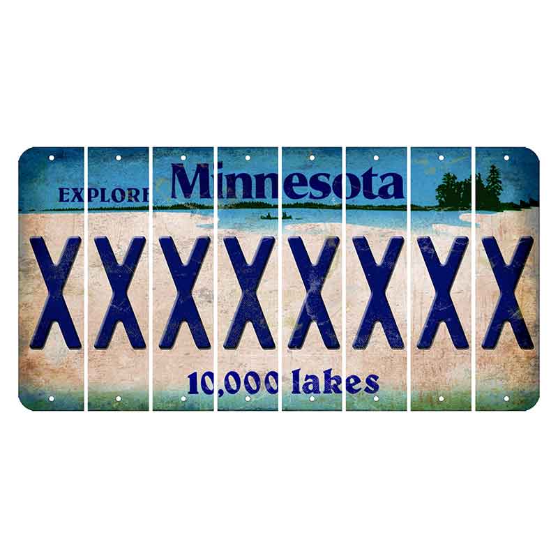 Minnesota 10000 Lakes Cut License Plate Strips (Set of 8) X