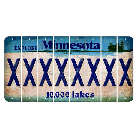 Minnesota 10000 Lakes Cut License Plate Strips (Set of 8) X